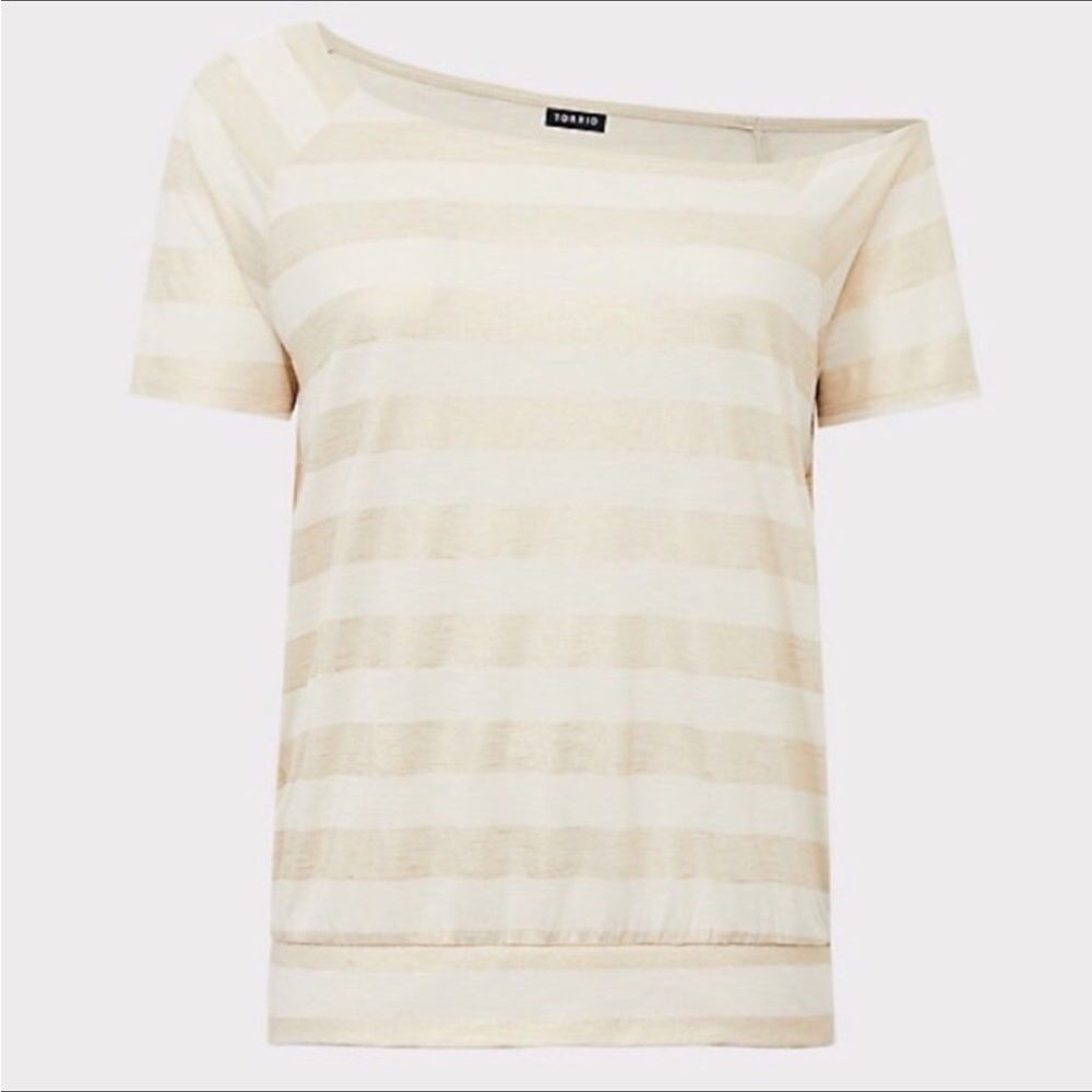 Torrid Champagne Stripe Off the Shoulder Top NEW
